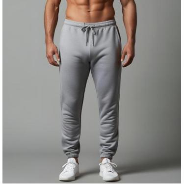 Imagem de Calça Moletom Masculino Adulto - Glev.Conceito, P, Cinza claro