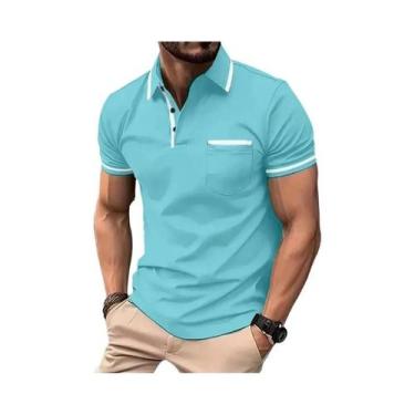 Imagem de Camisa Polo Masculina Leve E Respirável Com Zíper De 1/4, Manga Curta 