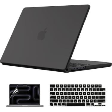 Imagem de EooCoo Capa compatível com MacBook Pro 35.6 cm M5 2025 2024-2021 M4 M3 M2 M1 Pro Max Chip, capas rígidas com capa de teclado, protetor de tela - preto fosco