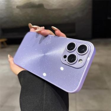 Imagem de Capa com textura brilhante para iPhone 16 15 14 13 12 11 Pro Max com proteção para lente, roxa (Xiangyu), para iPhone 15