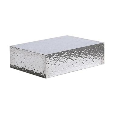 Imagem de Pedestal retangular de aço inoxidável para exibição de festa, suporte de coluna de elevação para casamento, aniversário, mesa de sobremesa e decoração de casa (prata, 70 x 50 x 20 cm)