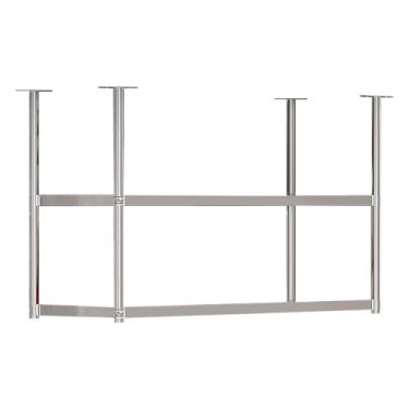 Imagem de Rack de panela de aço inoxidável de 2 camadas montado no teto industrial com armazenamento de copo de vinho organizador de panelas de cozinha (60 x 35 x 80 cm)
