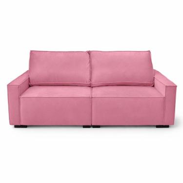 Imagem de Sofá 2 Metros Contemporâneo Sala Estar Luxo Moderno Suede Rose