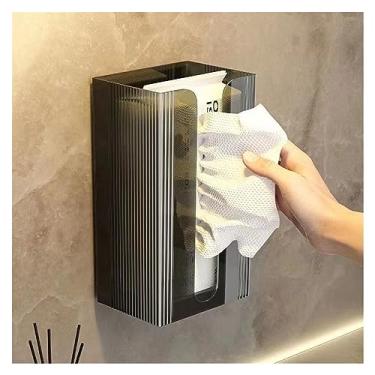 Imagem de Caixa de toalhas Caixa para lenços de papel montada na parede, caixa plástica para para banheiro, quarto, cômoda, bancada, mesa Organizador para Home(Preto)