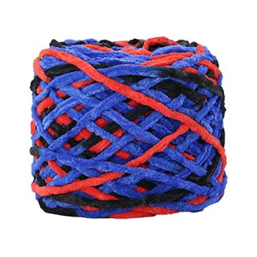 Imagem de 100 m 165 g novelos de fio de malha macia para projetos de artesanato de crochê e tricô, kit de crochê sortido para iniciantes roupas suéter de lã de chenille para adultos e crianças - azul preto