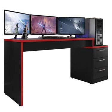 Imagem de Mesa Para Computador Desk Gamer Drx-5000 Preto-vermelho - Pr Móveis Preto-vermelho