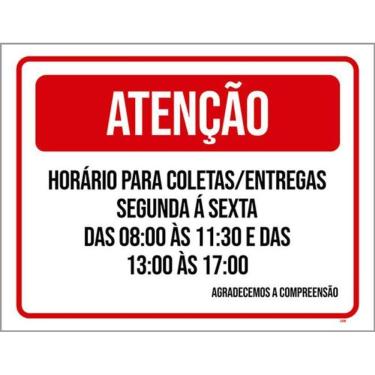 Imagem de Kit 3 Placas Horário Coletas E Entregas 36X46