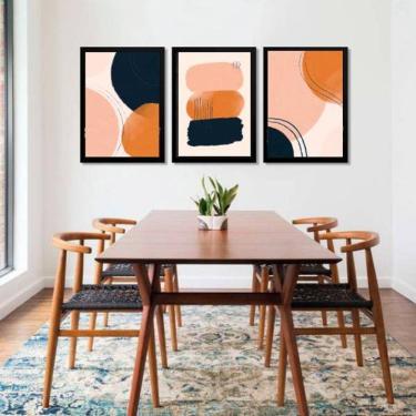 Imagem de Kit 3 Quadros Decorativos Abstratos Marrom com Preto