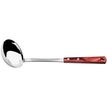 Imagem de Concha em Aço Inox Polywood Tramontina Cabo em Madeira, Vermelho, 1
