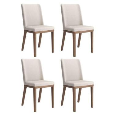 Imagem de Conjunto de 4 Cadeiras de Madeira Maciça Kalina Natural com Linho Off 