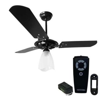 Imagem de Kit ventilador teto yris preto ventex c/ controle universal, Preto Pre
