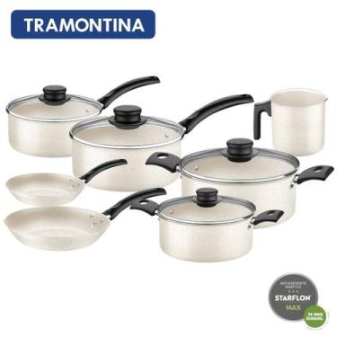 Imagem de Jogo Conjunto de Panelas Bege Turim Tramontina 7 peças Antiaderentes, 