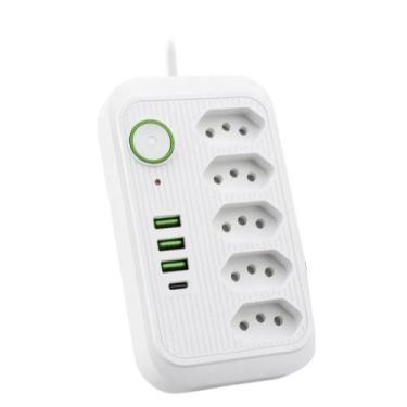Imagem de Filtro De Linha Extensão 5 Tomadas E104U BRANCO - - CARTUCHO CIA