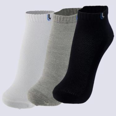 Imagem de Kit Meia Lupo Walk Cano Curto 3 Pares Branca Preta e Cinza, 41-44