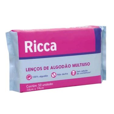 Imagem de Lenços de Algodão Multiuso Ricca 50un Cód.334