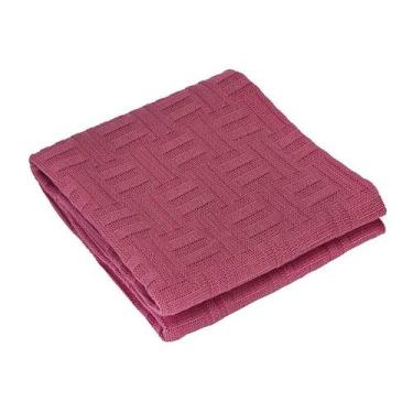 Imagem de Manta Tricot CIA DO NENEM Rosa 100% Algodão 85cm x 85cm - MINASREY