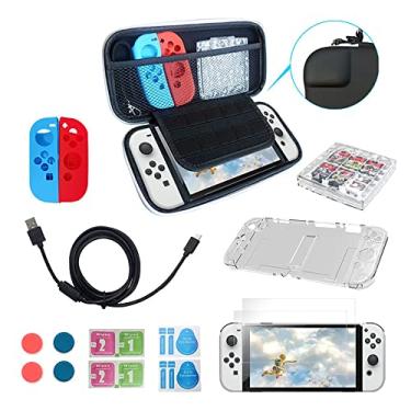 Imagem de TwiHill O conjunto de armazenamento é adequado para Nintendo Switch OLED, bolsa de proteção para jogos, conjunto de armazenamento para PC com estrutura protetora de cristal
