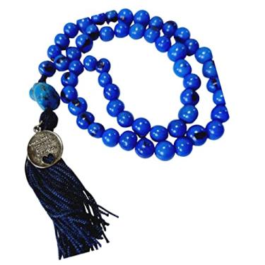 Imagem de Japamala 54 Contas Semente de Açaí Ho'Oponopono (Azul Escuro)