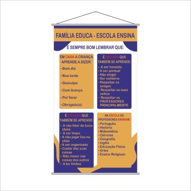 Imagem de Banner Escolar - Família Educa, Escola Ensina 80x50cm