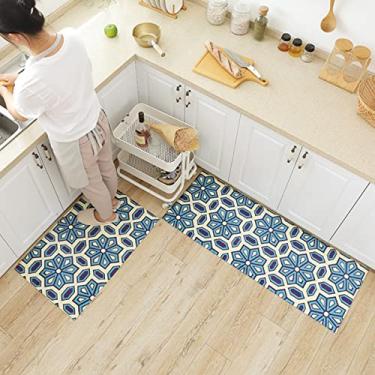 Imagem de youyoucool Tapete de cozinha, 1 peça, tapetes e tapetes de cozinha, tapete acolchoado antifadiga, conjunto de tapetes de cozinha antiderrapantes à prova d'água para cozinha, escritório, pia 51 x 149