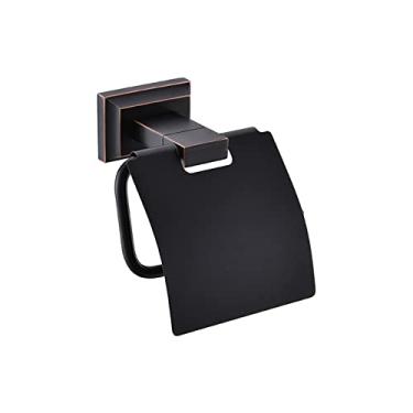 Imagem de Toalheiro de banheiro preto Suporte de toalha de montagem de parede Acessórios de banheiro Suporte de papel higiênico Suporte de escova Placa de sabão Conjunto de copos de vidro, suporte de papel