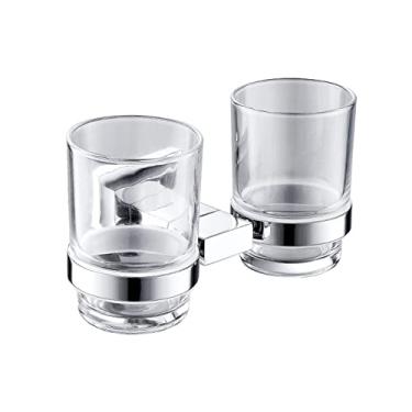 Imagem de Conjunto de ferragens para banheiro gancho de roupão cromado barra de trilho de toalha anel de prateleira suporte de papel de tecido escova de dentes suportes de sabão acessórios, porta-copos duplo