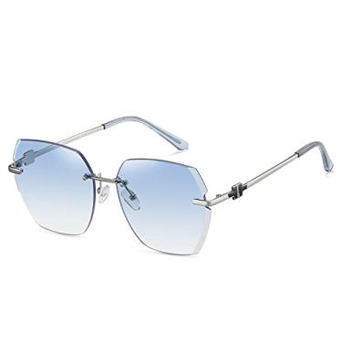 Imagem de Óculos de sol sem moldura, óculos de sol femininos de metal, óculos de sol ao ar livre, óculos de cor deslumbrante, tendência da moda, 4, tamanho único