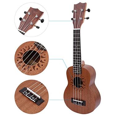 Imagem de Instrumento Musical Ukulele, 21 Polegada Sapele Ukulele 4 Cordas Havaí Guitarra Instrumentos Musicais de Cordas Ukuleles Folk & World (buraco de som de girassol)