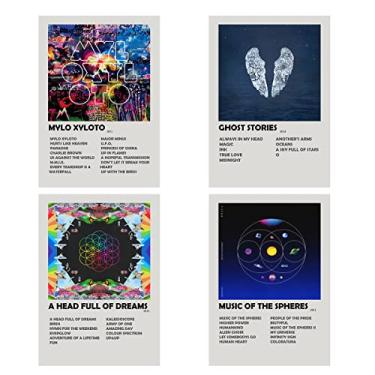 Imagem de Kit 4 Quadros Placas Decorativas Coldplay Albuns em MDF
