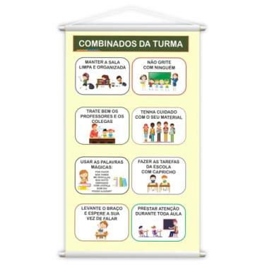 Imagem de Banner Pedagógico Escolar Combinados da Turma 120x60cm