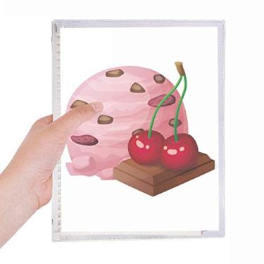 Imagem de Caderno com bola de sorvete roxo chocolate cereja folha solta diário recarregável artigos de papelaria