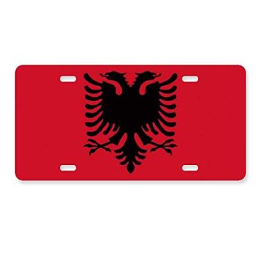 Imagem de DIYthinker Placa de carro com bandeira nacional da Albânia em aço inoxidável para decoração de carro