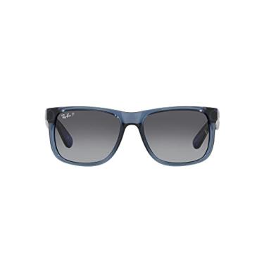Imagem de Ray-Ban Óculos de sol retangulares Justin RB4165, Azul transparente/cinza polarizado dégradé, 55 mm