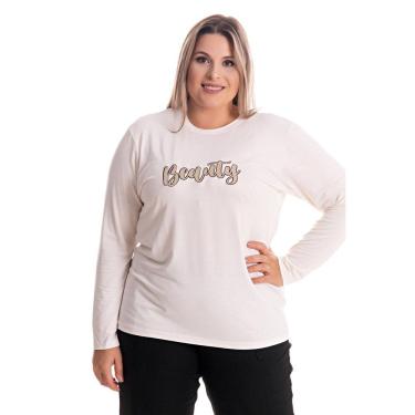 Imagem de Blusa Feminina Manga Longa em Malha Visco com Aplique "Beauty"
