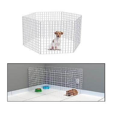 Imagem de Cercado para Cachorros Pequeno Médio Porte 60cm Altura Movel Dobravel 6 Telas Branco Cercadinho para Porquinho da Índia