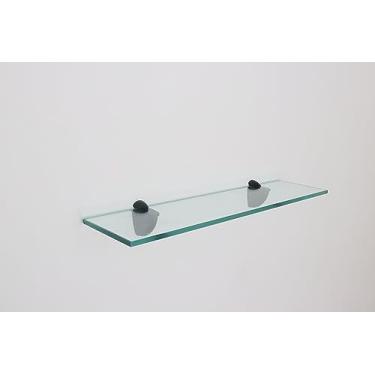 Imagem de Prateleira Para Banheiro Vidro Incolor Suporte Garça Preto Luxo