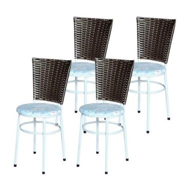 Imagem de Conjunto 4 Cadeiras Branca Para Cozinha Hawai Café Com Assento Persona