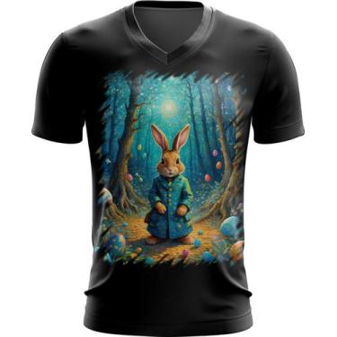 Imagem de Camiseta Gola V Páscoa Coelhinho Traços Van Gogh 4 - Kasubeck Store
