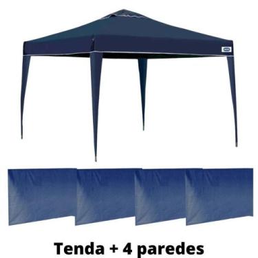 Imagem de Kit Tenda Gazebo Articulado 3X3 M + 4 Paredes Laterais Azul
