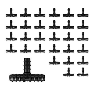 Imagem de BEADNOVA Conectores de irrigação por gotejamento 30 peças 1/2 polegada conector farpado T acoplamentos conectores de irrigação para tubo de gotejamento de 1/2 polegada tubulação de água jardinagem