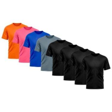 Imagem de Kit 8 Camiseta Masculina Dry Proteção Solar UV Básica Lisa Treino Academia Camisa Camisetas-Masculino
