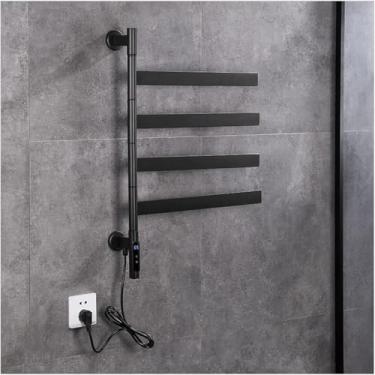 Imagem de Aquecedor de toalhas para banheiro, toalha aquecida com temporizador, toalheiro aquecido com pulverização de pó seco elétrico, aquecedor de toalhas com design de plug-in montado na parede pa