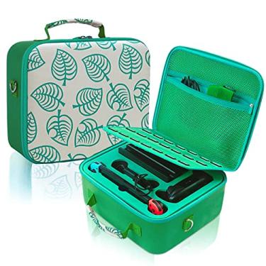 Imagem de Estojo de transporte para Nintendo Switch, grande estojo de armazenamento com alça e alça de ombro para console completo do sistema Switch, acessórios Switch Dock, Pro Controller, Joy-con Grip com 21 compartimentos para cartões de jogos