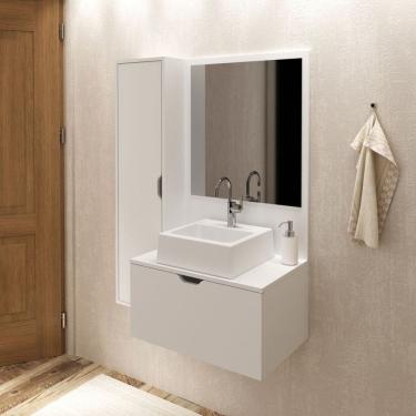 Imagem de Gabinete Completo para Banheiro com Cuba e Espelho Branco