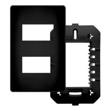 Imagem de Placa 4X2 Preta 02 Módulo Distanciados Com Suporte SHP - Fame