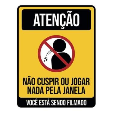 Imagem de Kit 3 Placas Atenção Não Cuspir Jogar Nada Janela Filmado - Sinalizo