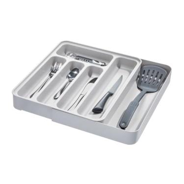 Imagem de Bandeja expansível de talheres e talheres de plástico reciclado sem BPA iDesign, pederneira