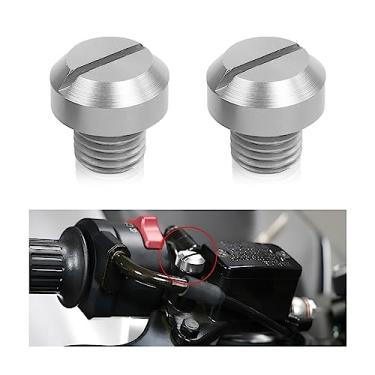 Imagem de zipelo Parafuso de espelho de motocicleta, 2 plugues de orifício de espelho para espelhos retrovisores de motor, acessórios decorativos de motocicleta em branco, plugue de parafusos de liga de