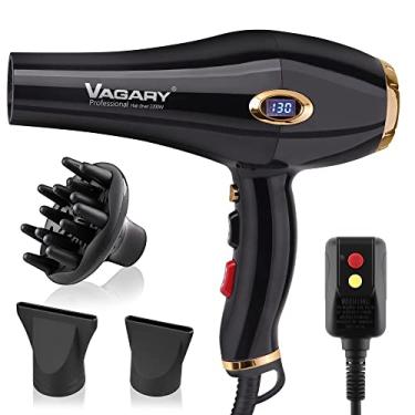Imagem de VAGARY Secador de Cabelo de Salão Profissional 6685G 2200W com Display Icd, Secador Iônico Negativo, Secador de Cabelo com Motor Ca Potente, Secadores de Cabelo de Baixo Ruído, 2 Velocidades e 2 Configurações de Calor 1 Botão Frio