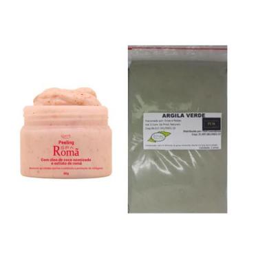 Imagem de Argila Pura Verde 500g e Creme Facial Peeling Romã - Lucy's e PEM Cosm